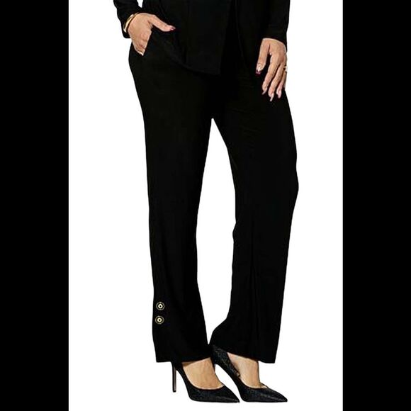 Antthony Pull-On Straight Leg Pant w/ Button Detail Black - Regular - Picture 1 of 1